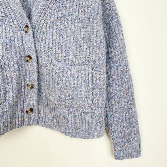 Madewell Wool Silk Speckled Rib Knik Cardigan Sweater Chunky Oversized Slouchy - Picture 8 of 11